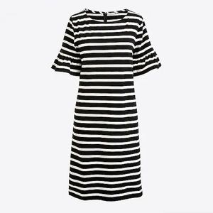 J.Crew Factory Black & White Stripe Ruffle-Sleeve Dress